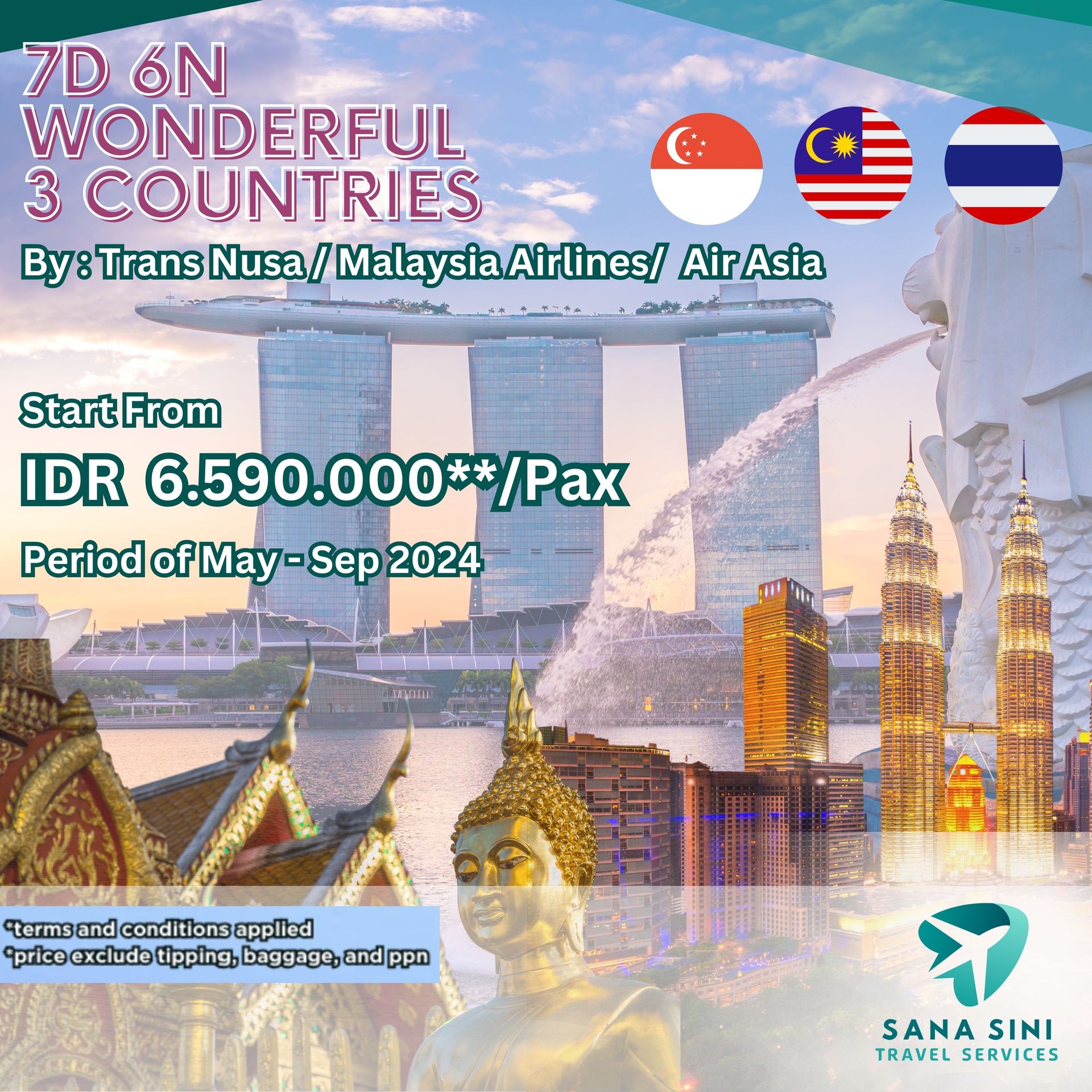 7D6N WONDERFUL 3 COUNTRIES Start From IDR 6,5 Mio**/Pax